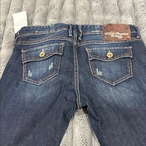 Guess Dark Blue Denim Jeans with Contrast Stitching